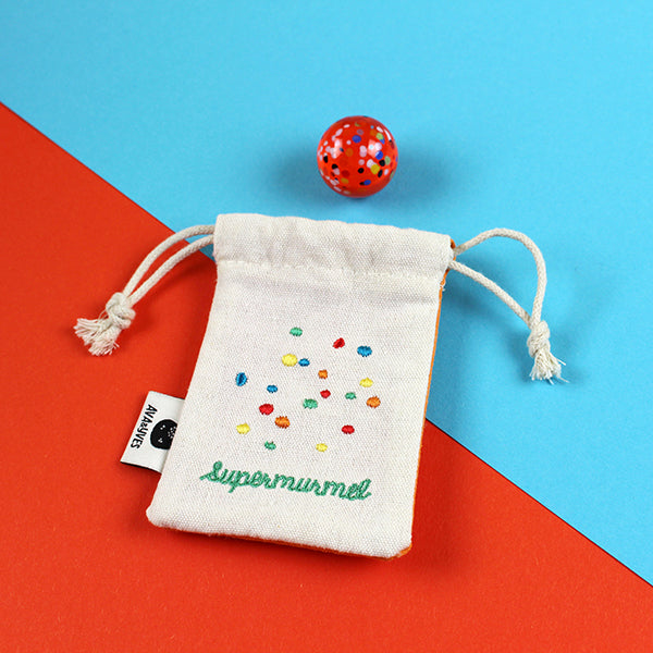 Murmel aus Muranoglas „Supermurmel“ (Orange mit Konfetti-Steinchen)