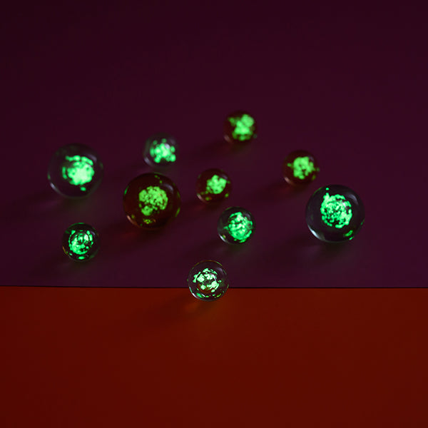 Magische Murmeln, blau – Glow in the Dark, 12 Stück in Geschenkverpackung